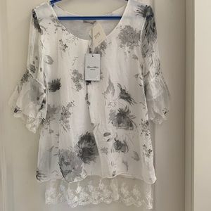 NWT. Pure silk Elena Baldi blouse. Made in Italy
